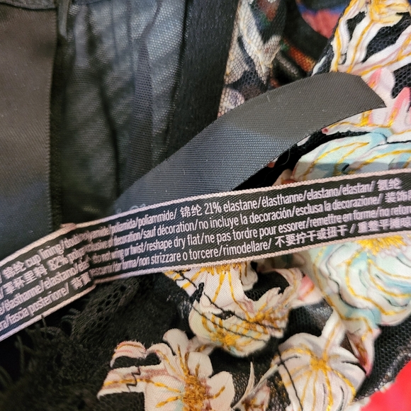 Victoria’s Secret Dream Angels Black Floral Unlined Bra Top Bustier In 32b - Picture 5 of 9